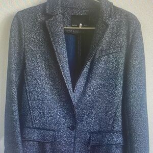 Banana Republic Raw Edge Wool Blend Boyfriends Blazer - Heathered Bavy - 0